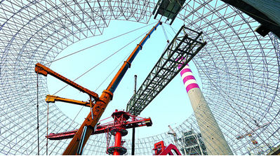 巨力吊裝帶除塵設(shè)備吊裝案例圖